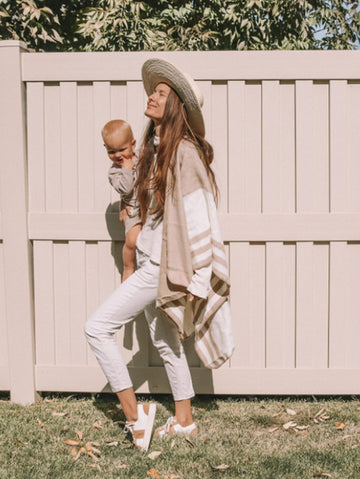 Neutral Striped Shawl Wrap